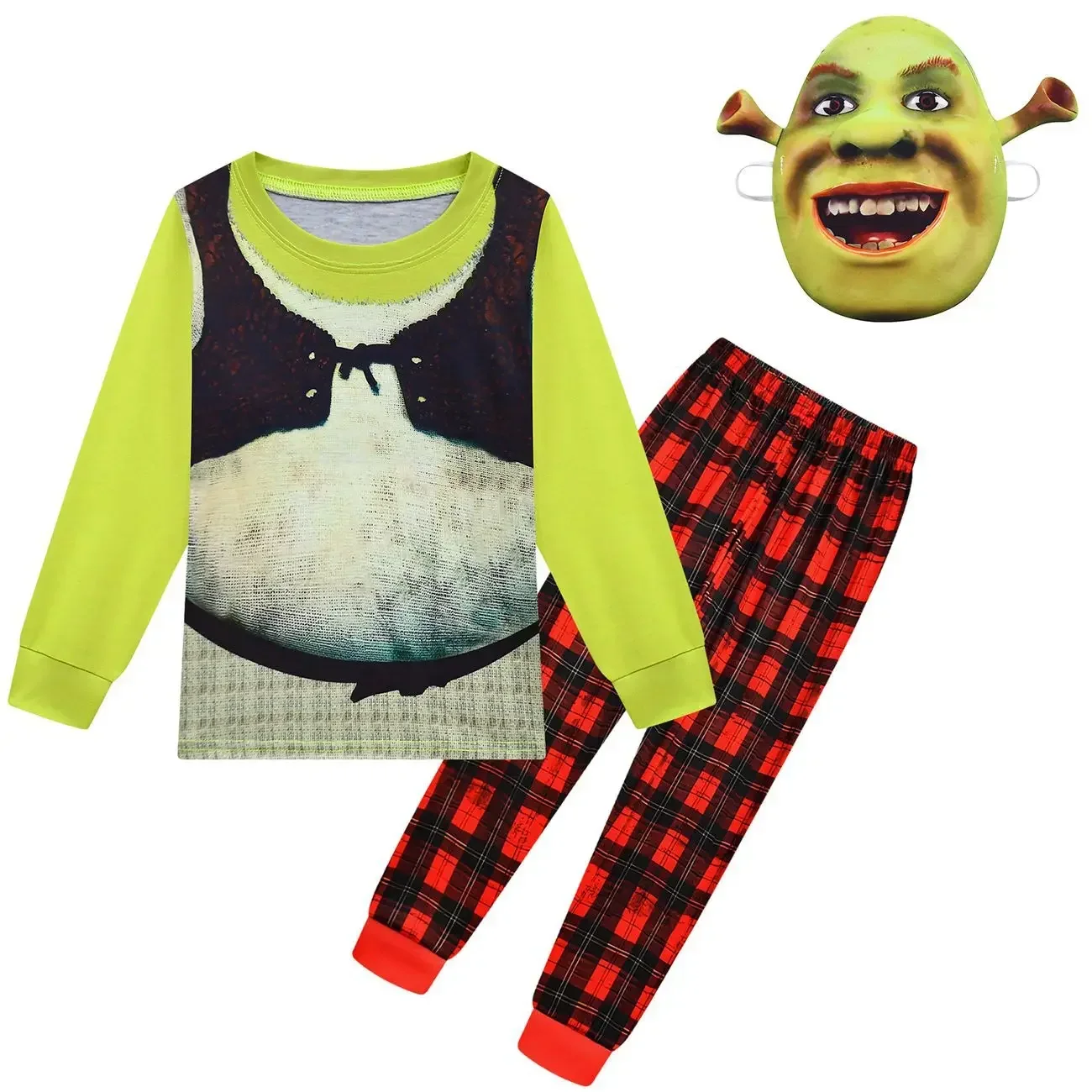 Girl cosplay Fiona princess costume movie monster character disguise girl Halloween costume children\'s T-shirt+pants pajama set