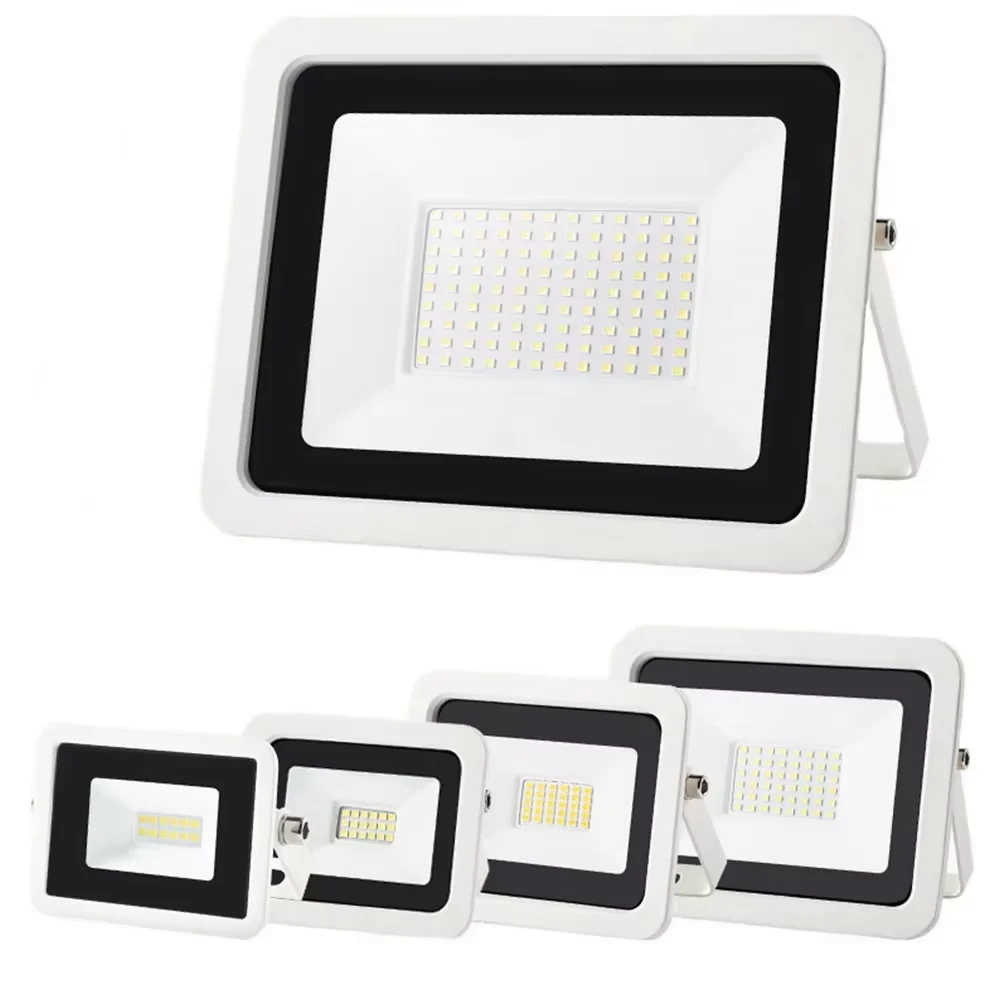 10W 20W 30W 50W 100W White Shell LED Floodlight AC220V Outdoor IP68 Waterproof Reflector Spotlight Street Lamp Garden Lighting