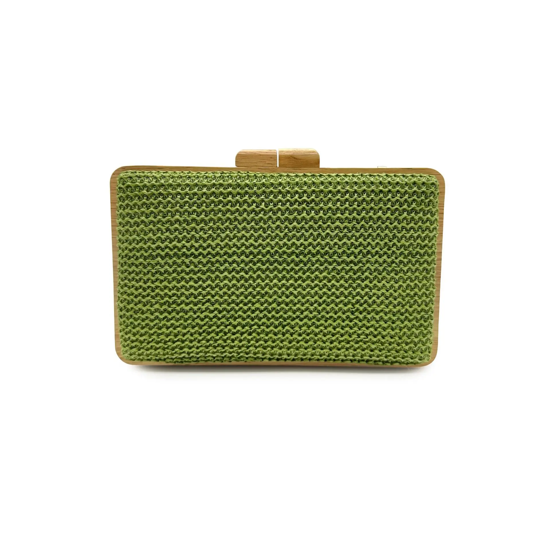 

Fashion Wooden Clip Pp Straw Clucth Bag for Women Woven Shoulder Crossbody Bags Elegant Summer Beach Bag Small Box Purses 2025