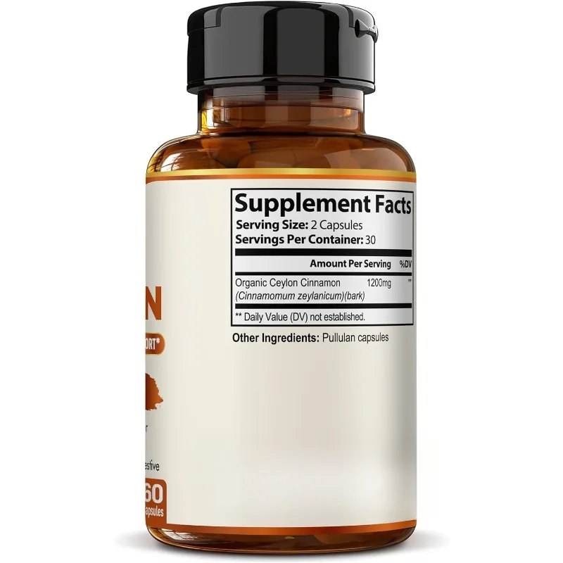 Ceylon Cinnamon Capsules - Organic True Ceylon Cinnamon Supplement - Used for Blood Sugar Support Non GMO, Gluten Free