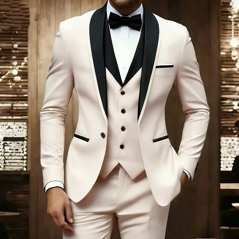 

Новый мужской костюм-тройка для бизнеса и торжеств, свадебный костюм для жениха и шафера, элегантный наряд для выпускного и вечеринок