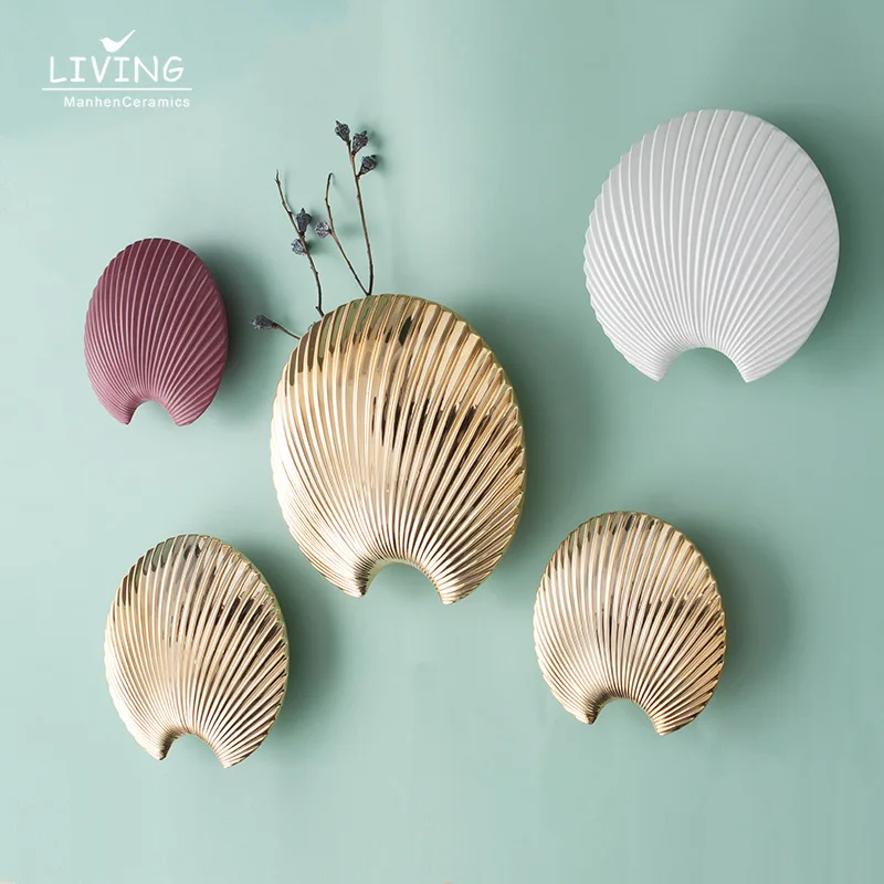 Creative Wall Hanging Shell Decoration Ceramic Ornaments Advanced Electroplating Home Wall Soft Decoration Advanced Crafts