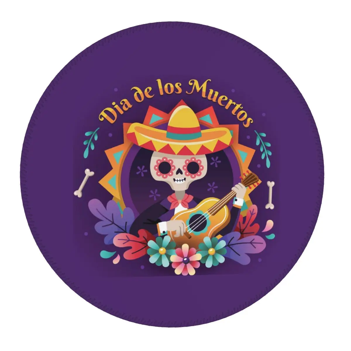 

Круглый коврик для мыши с мексиканскими сахарными черепами и цветами, коврик для компьютерной клавиатуры и мыши, коврик для геймерского ПК, офисные аксессуары, настольные коврики