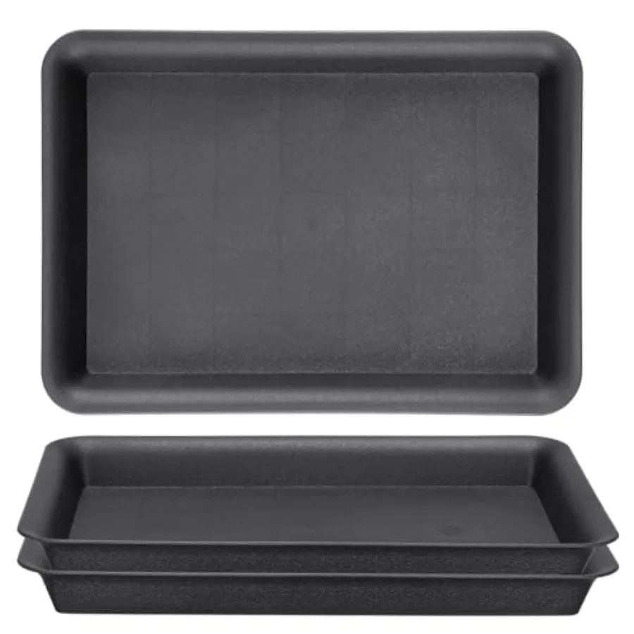 

Plastic Plant Tray Saucer Rectangular, Heavy Duty Plant Trays No Holes, Humidity Trays for door Outdoor Plants 3 Packs