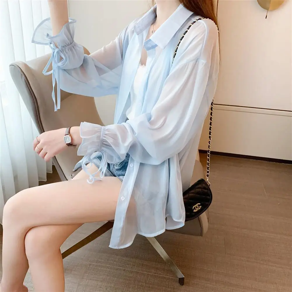 

Women Thin Coat Casual Summer Sun Protection Clothes Female Cardigan Shirt Clothing Tops Blouse For Woman Covers Blusa A329