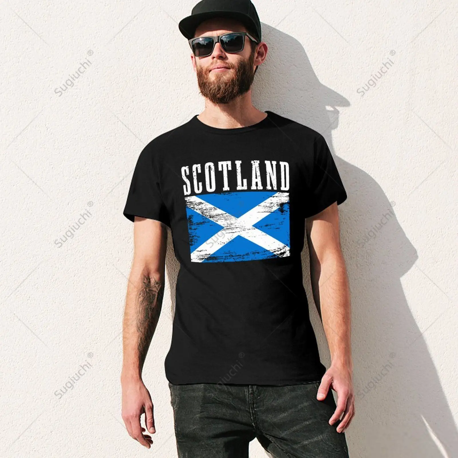 Unisex Men Vintage Scotland UK Scottish Flag Tshirt Tees T Shirts Women Boys 100% Cotton T-Shirt