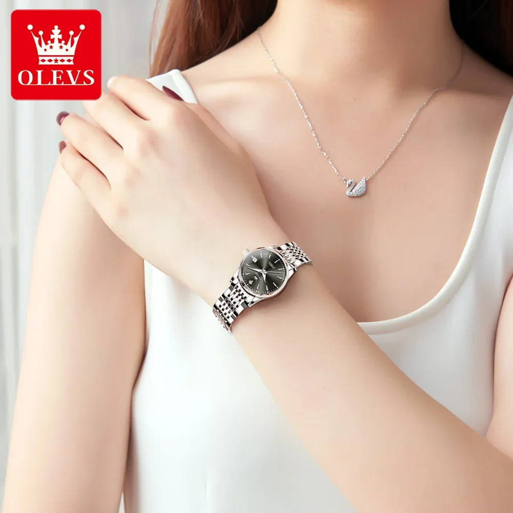 OLEVS 6635 Automatic Mechanical Waterproof Women Wristwatches Business Stainless Steel Strap Full-automatic Watch for Women