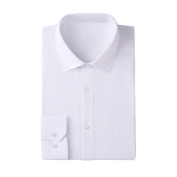 NEW! Checked Men's Formal Business Long-sleeved Shirt Mens Poplin Extra Slim Fit Windsor Collar Single Cuff Shirt - White,S~6XL