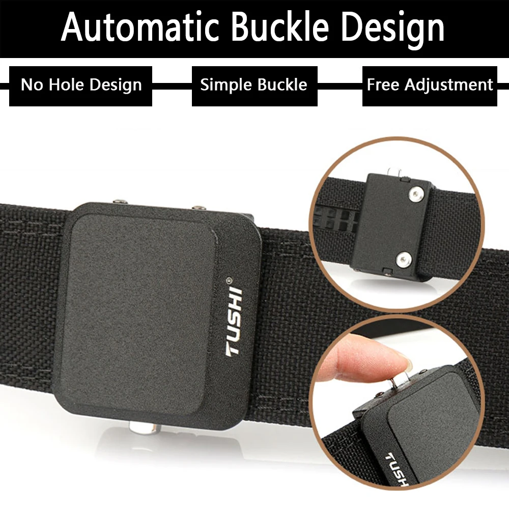 TUSHI Nylon-Hartgürtel für Herren, automatische Metallschnalle, Outdoor-EDC-IPSC-Zubehör, große Größe 120–150 cm, Militärgürtel – Detail 7
