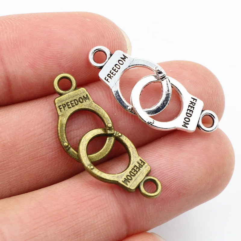 10pcs Charms Handcuffs Freedom 30x10mm 42x15mm Making Pendant fit,Vintage Bronze Tibetan Silver color,DIY Jewelry Supplies