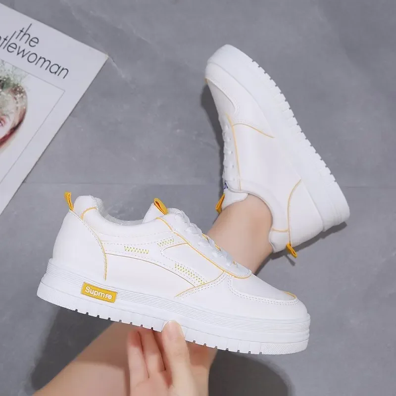 Petites Chaussures Blanches en Cuir Rouge pour Femme, Nouvelle Édition Coréenne, Réseau de Loisirs pour Étudiants, Printemps, Été, Automne, 2024