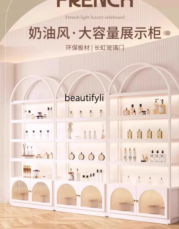 Cosmetics Display Cabinet Beauty Salon Nail Art Display Cabinet Sample Multi-layer Glass Shelf