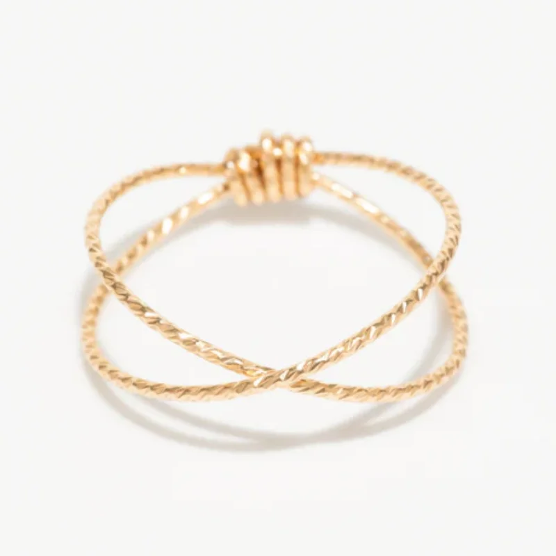 

Handmade Crossed Ring 14K Gold Filled Dainty Stacking Ring Luxury Personalized Jewelry Designer Jewelry Gift for Women