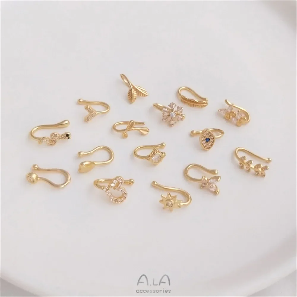 

Allergy prevention 14K gold nose clip perforation-free nose nail multi-purpose ear bone clip ear clip nose ring piercing jewelry