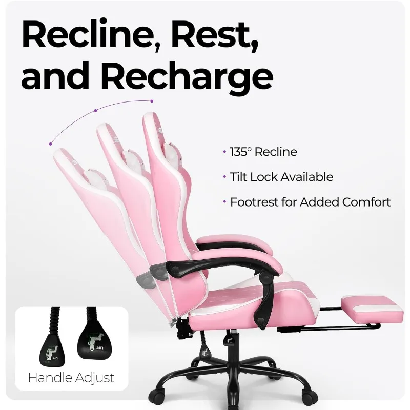 Videogamestoel Met Hoge Rugleuning Ergonomisch Comfortabel Computerbureau Op Kantoor Met In Hoogte Verstelbare Lendensteun