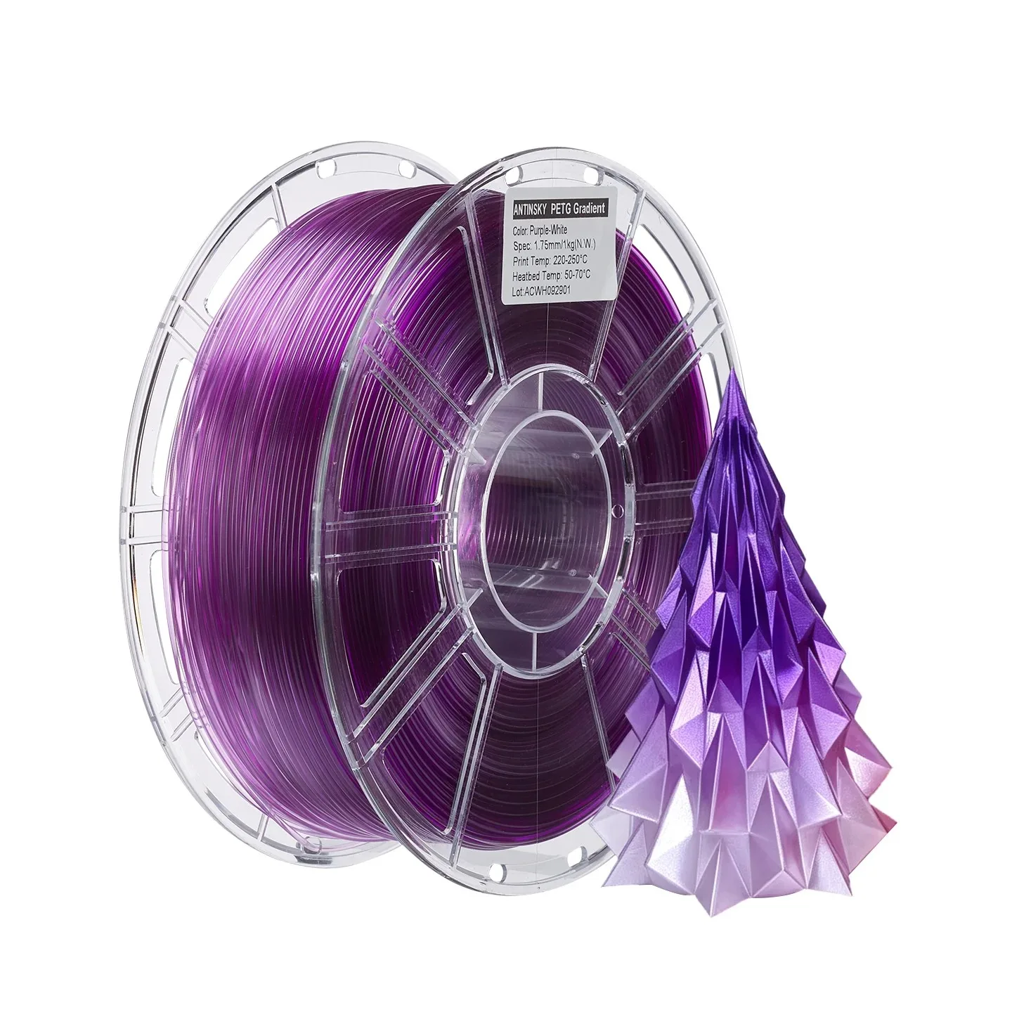 ANTINSKY PETG-Rainbow Filament 1.75mm 1KG, Rainbow Gradient Color, High Toughness Low Shrinkage, Glossy Surface FDM 3D Printer M