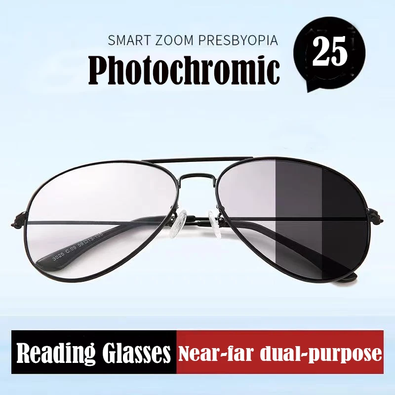 Pliot Photochrome Progressive Lesebrille Männer Chameleon Gläser Männlich Ändern Farbe Sonnenbrille Fahrer Dioptrien Brillen