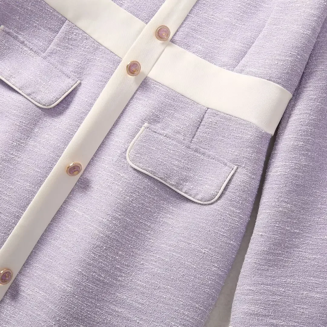 كيت ميدلتون الخريف الساخن بيع الموسم المرأة جولة الرقبة طويلة الأكمام الأرجواني فستان صوفي زر الديكور ثوب سيدة