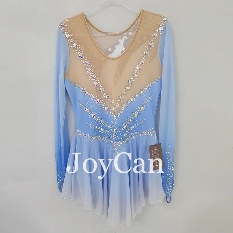 Joycan Ijs Kunstschaatsen Jurk Meisjes Blauwe Spandex Stretchy Wedstrijd Dance Wear Aangepast