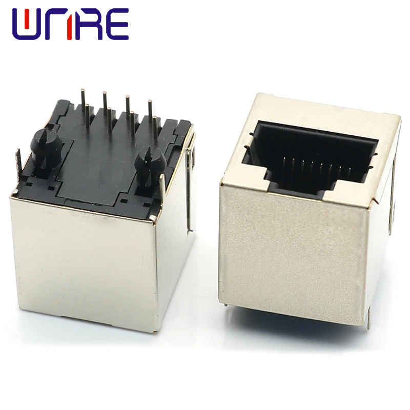 8P8C With Shielded Front Legs RJ45-524 Black Network Socket Connector Interface Direct Insertion Socket
