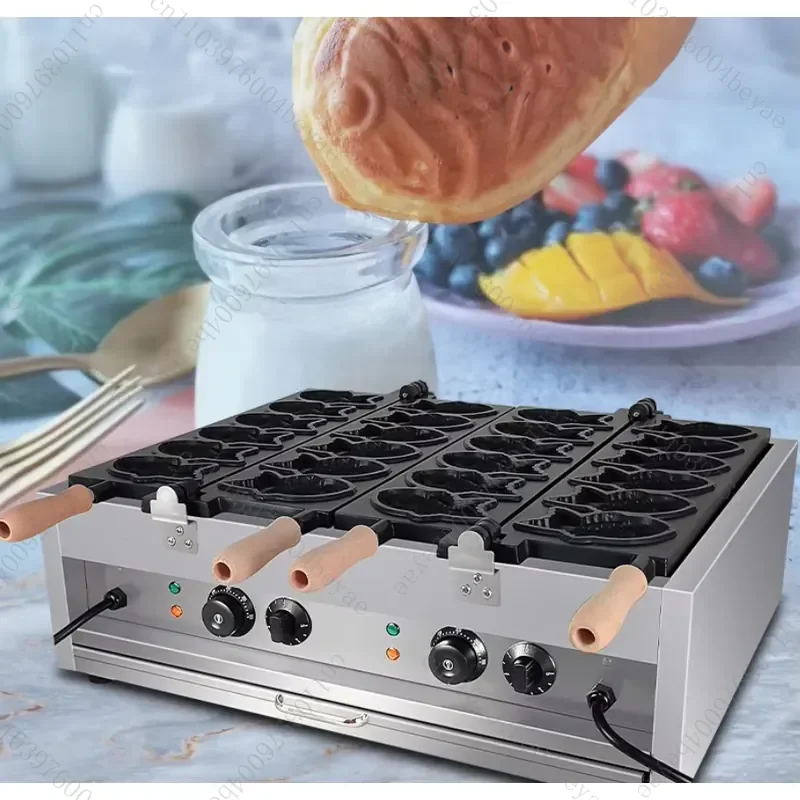Commercial 12-hole electric snapper burner stainless steel fish-shaped waffle maker