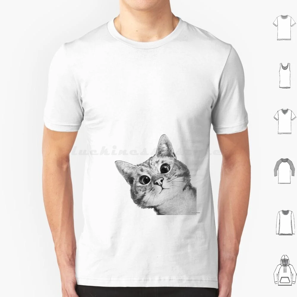 Sneaky Cat Long Frame T Shirt Men Women Kids 6xl Cat Peekaboo Black And White Humour Kitten Cats Cute Funny Animals Kitty Happy