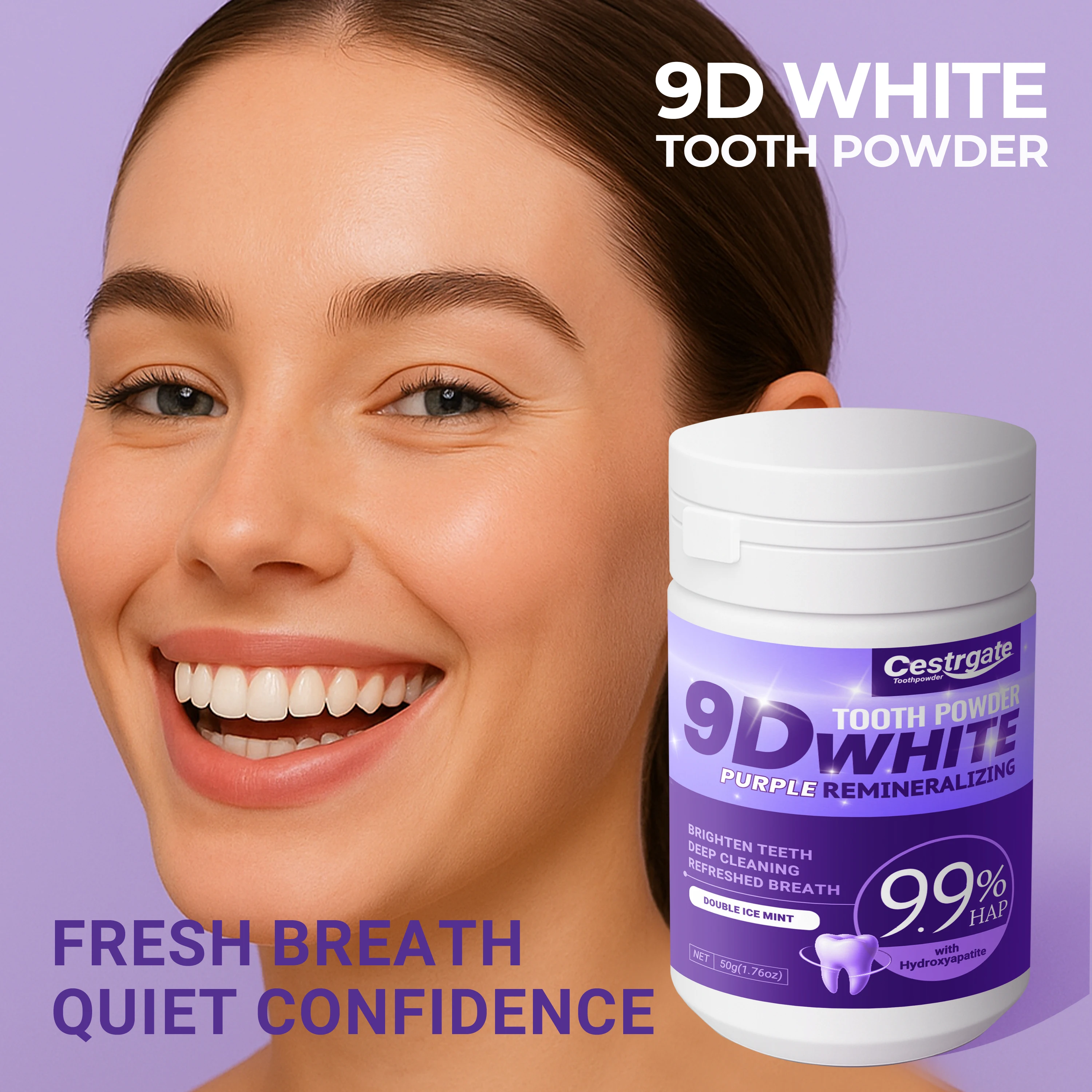 9.9% Purple Hydroxyapatite Teeth Cleaning Powder, 9D White, Deep Cleaning Powder, Fresh Breath Strengthen Dental Care