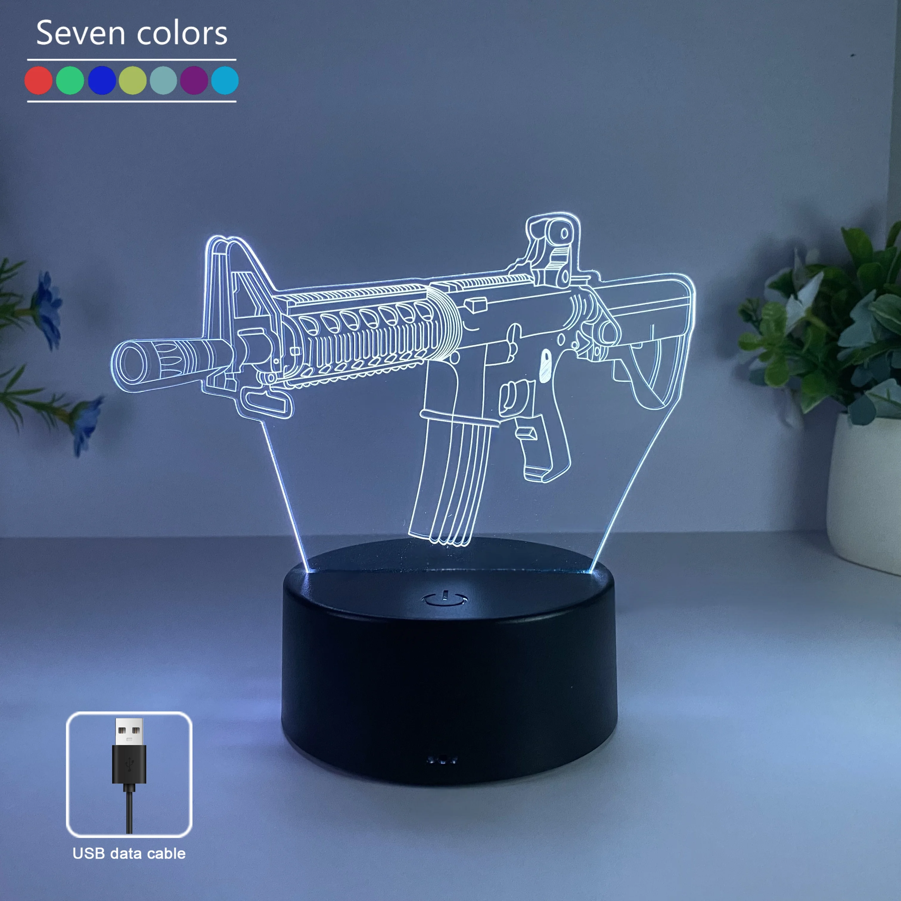 1pc submachine gun modeling night light, USB atmosphere table light, holiday gift table light for friends.