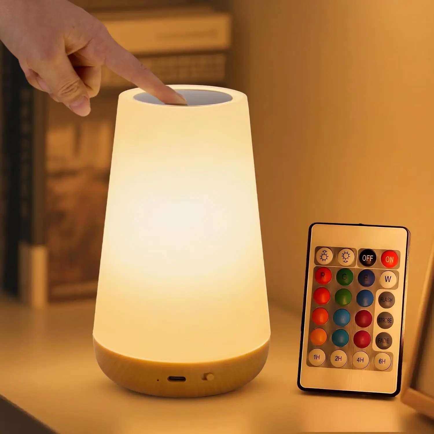 13 Color Changing Night Light RGB Remote Control Touch Dimmable Lamp Portable Table Bedside Lamps USB Rechargeable Night Lamp