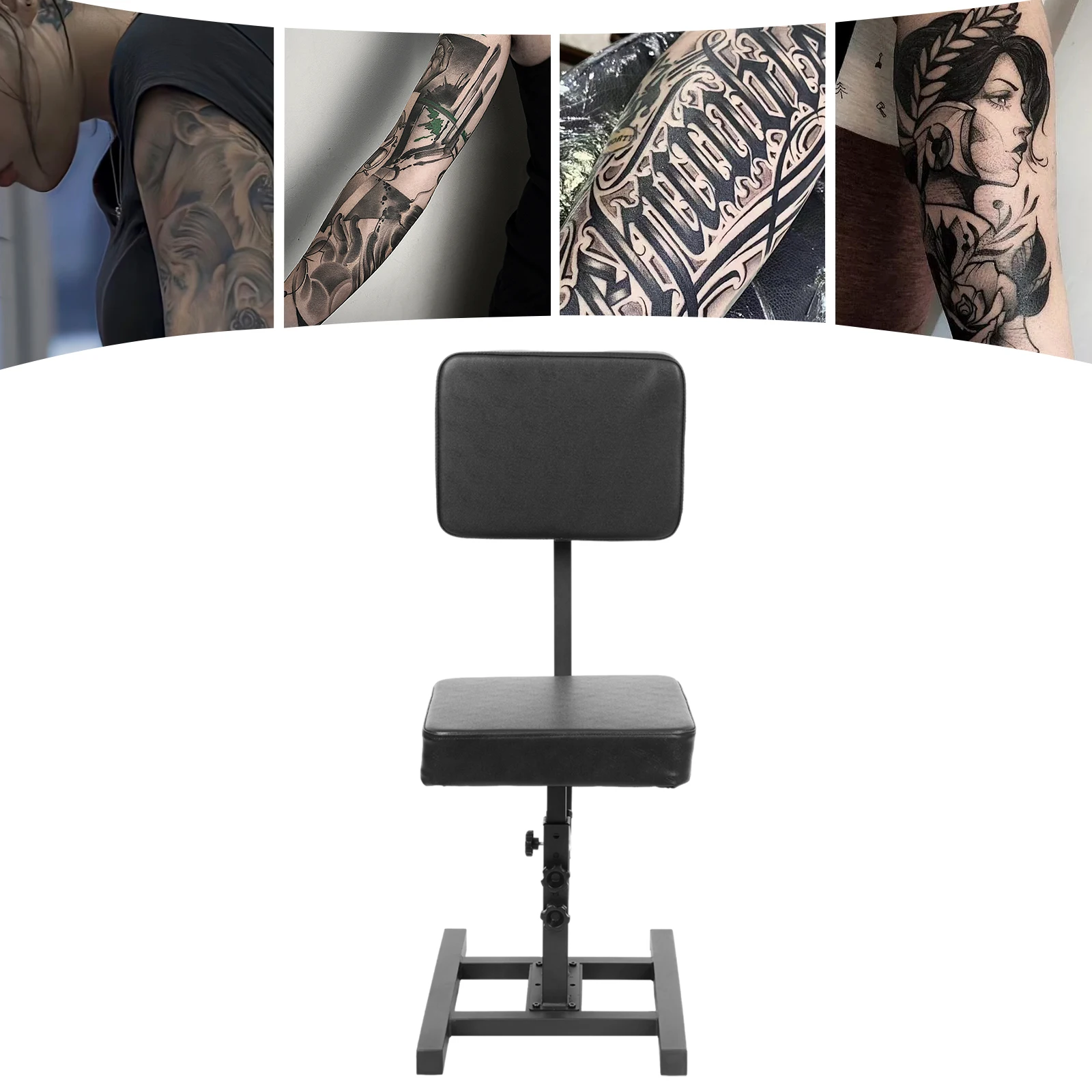 Professional Height Adjustable Tattoo Barber Chair, Multi-Purpose Hair Salon Chair W/ 180° Reclining Backrest (Capacity 220 Lbs)
