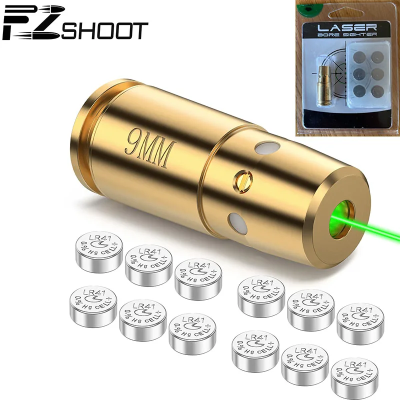 

Bore Sight 9mm Green Laser Boresighter Fit Handgun with 12 Batteries EZshoot High Accuracy Hunting Tactical