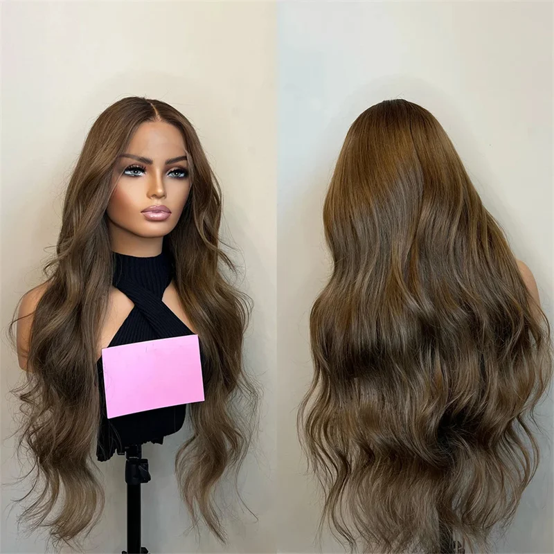 Natural Brown Glueless Soft 28Inch 5x5 Silk Base Wave Jewish Human Hair With BabyHair HD Lace European Hair Preplucked  Daily