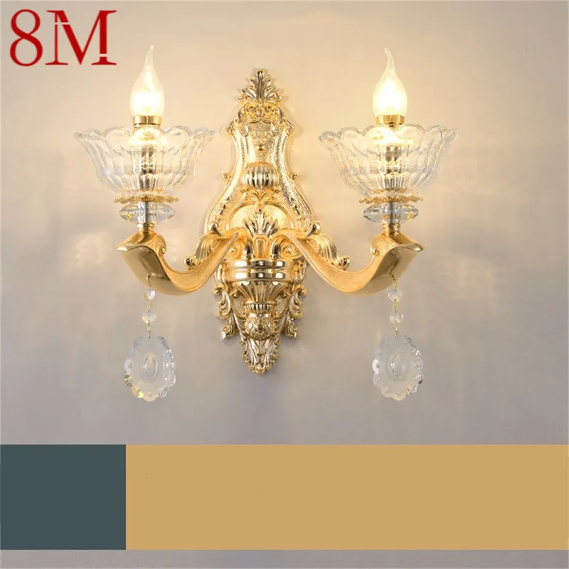 

8M Nordic Vintage Wall Lamp LED Crystal Sconce Indoor Fixture Gold Luxury Decor For Home Bedroom Living Room Corridor