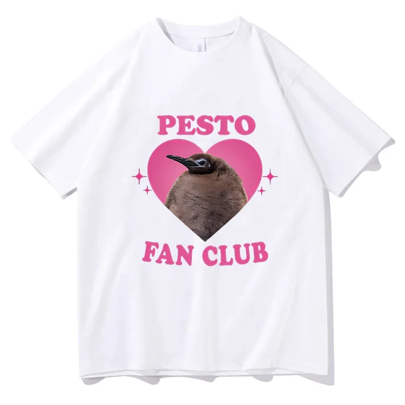 Pesto Penguin Cotton T-Shirt Fan Club Print Men Women Fashion Short Sleeves T Shirt Oversized Harajuku Tees Tops Unisex Clothing