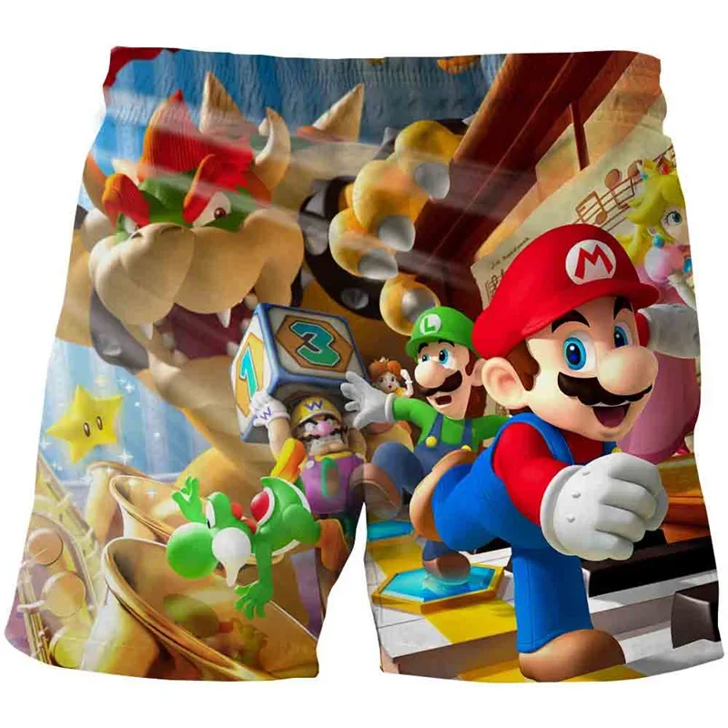 Super Mario Bros spodenki chłopięce niezbędne szorty na lato dziecięce sportowe krótkie spodnie Cartoon Sportswear Jogger oddychające spodnie plażowe