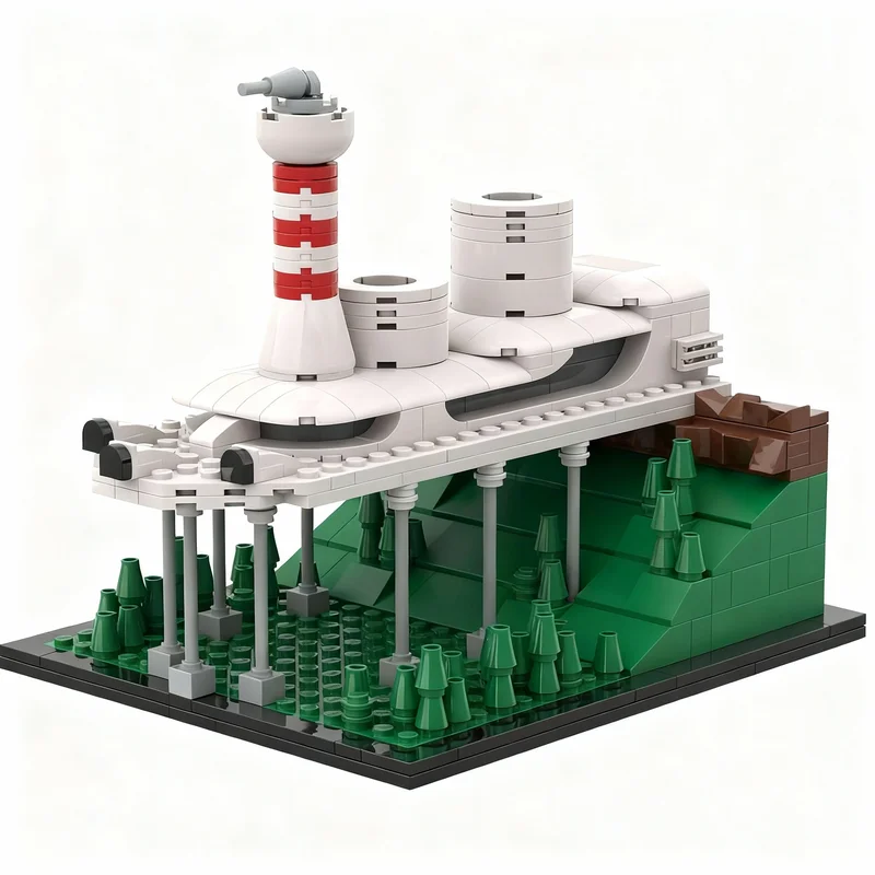 447pcs MOC Getter Robot Saotome Laboratory Renewal Architecture Street Scene Model Building Blocks Module Diorama Ship Toy Gift
