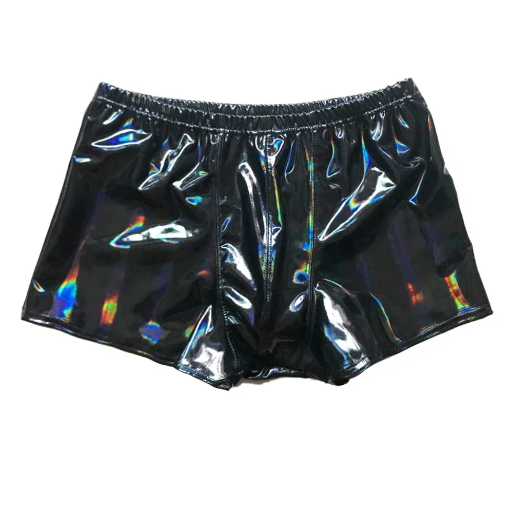 Boxershort Men Shorts Brief Briefs Ring Stylish Wetlook Latex Men\'s Faux Leather Brief Underwear Size L 4XL