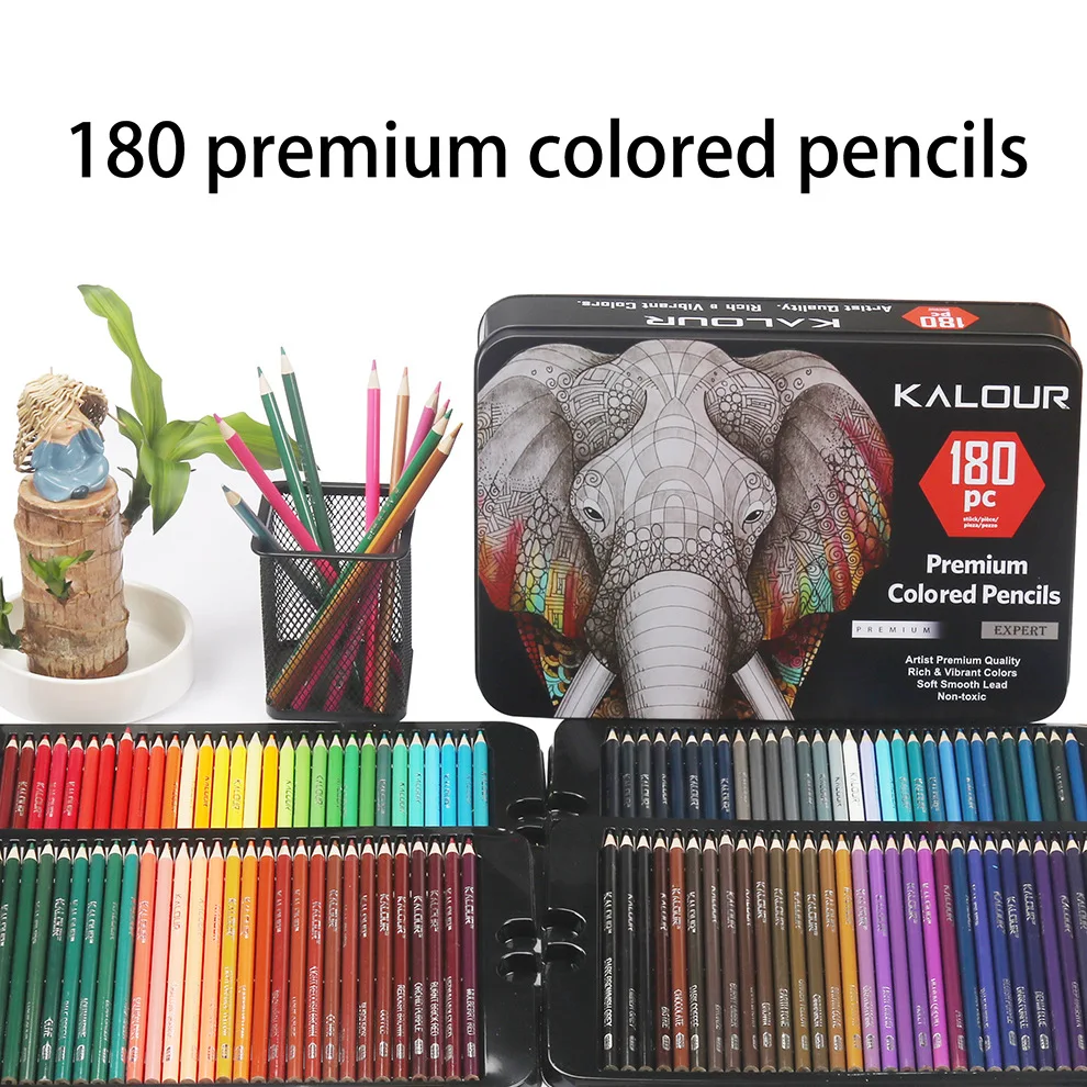 180 Colors Oil Based Colored Pencils Set Iron Tin Box Soft Core Drawing Pencils for Artist Sketching Coloring Book Art Supplies