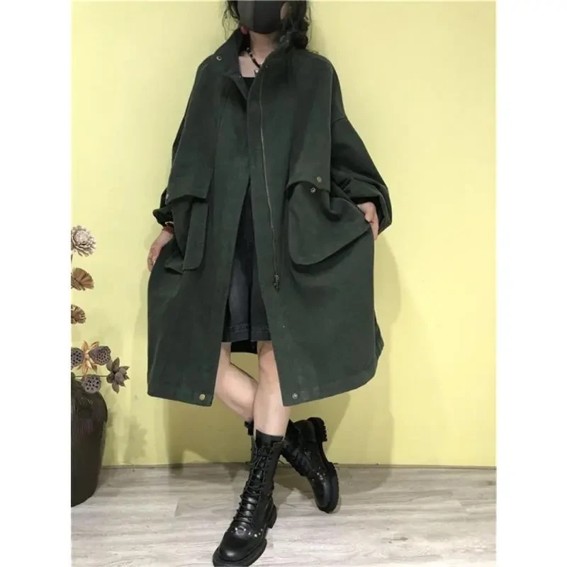

2025 NEW Women's Trench Coat Spring Autumn Winter Coat Jacket Korean Style Loose Casual Windbreaker Outerwear Work Clothes