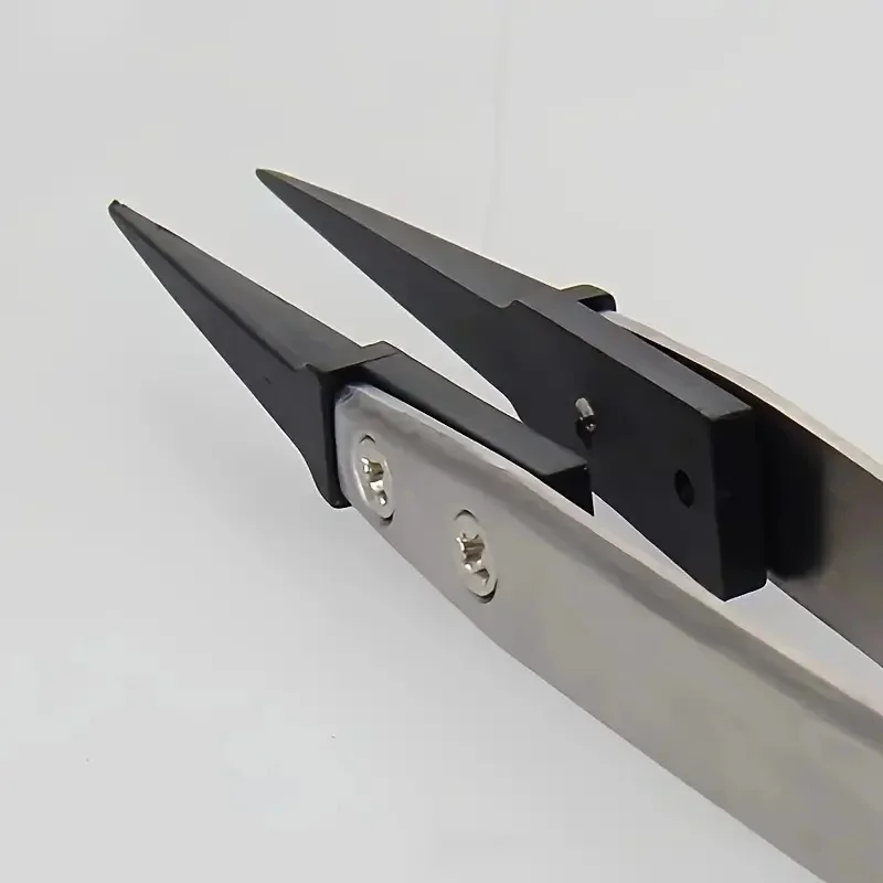 ESD-Safe Precision Tweezers, Anti-Static Tips with Heavy-Duty Metal for Electronics & Jewelry Repair.