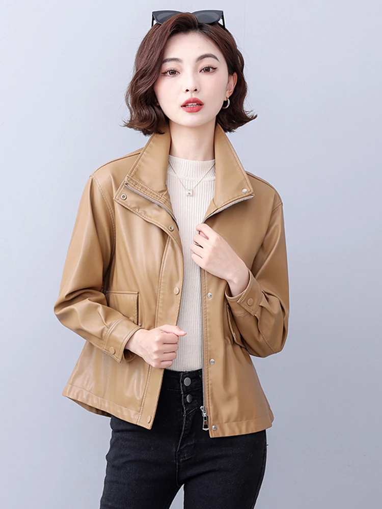   Ning 本革ジャケット レディース ショートスリーブ 2025 新作 春秋 スリムフィット シープスキンコート ジッパー開閉 ロングスリーブ