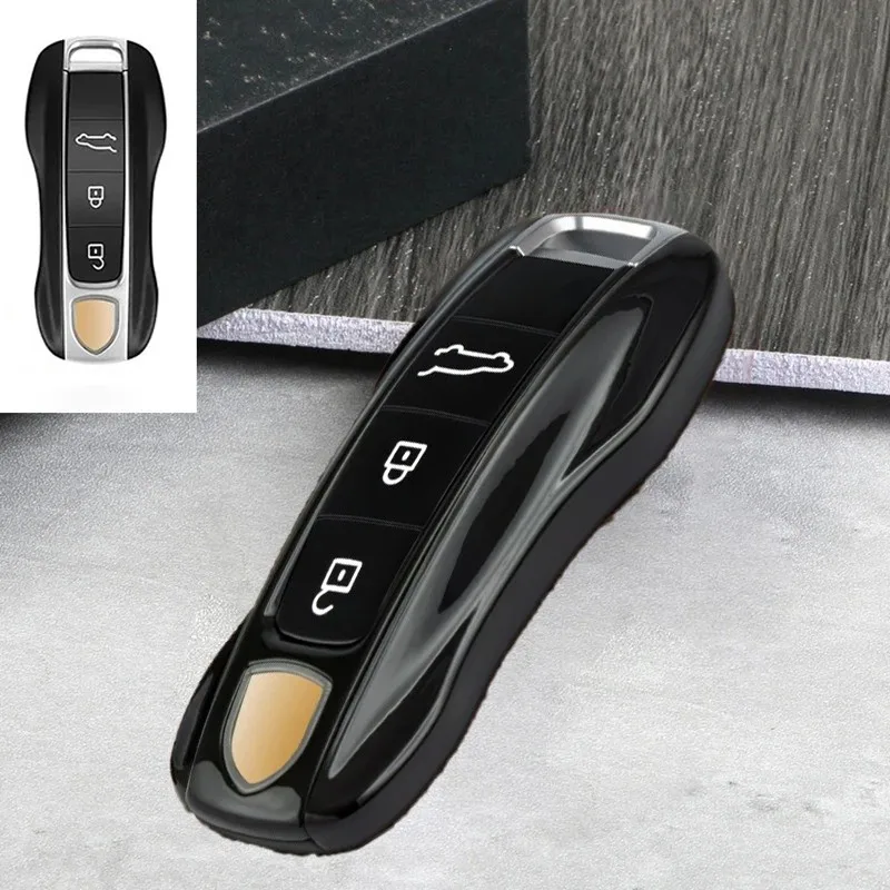 

Black Remote Key Shell Holder Cover For Porsche Cayenne Panamera Macan 911