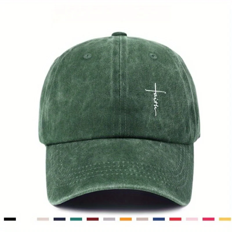 Men' Women' Breathable Washed Baseball Cap with Cross Printting Adjustable Outdoor Dad Hat for Casual Climates Soft Driver Caps
