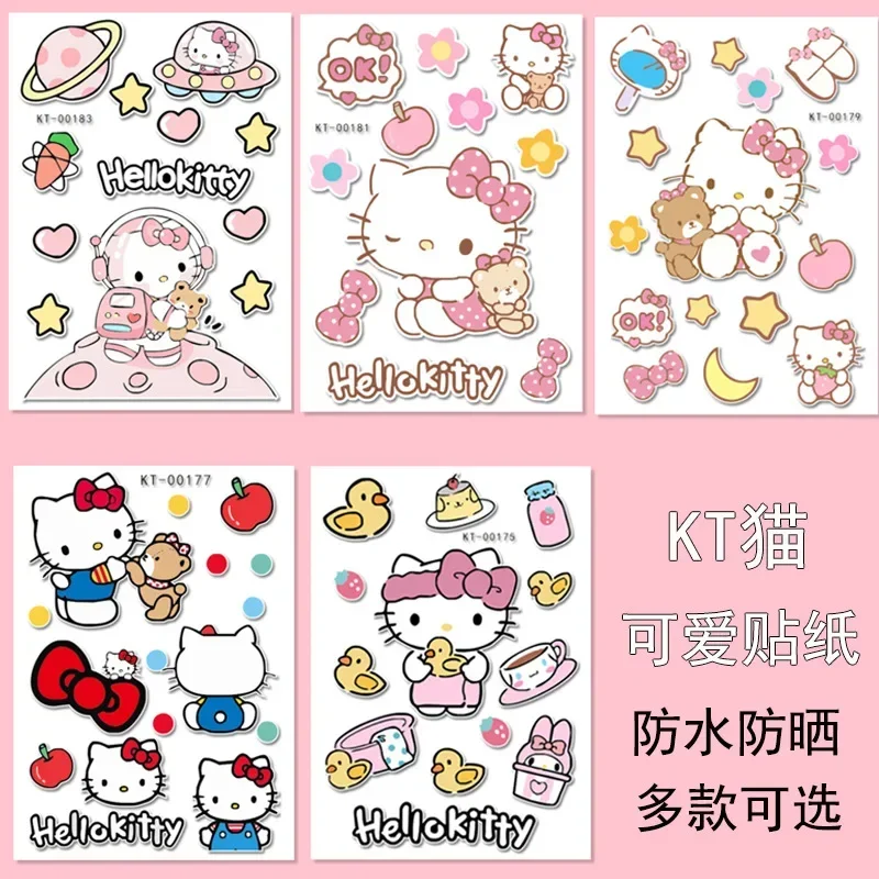 Sanrio Cute Cartoon Hello Kitty Motorcycle Electric Car Scratch Cover Battery Car Helmet Decoration Laptop Sticker Wholesale