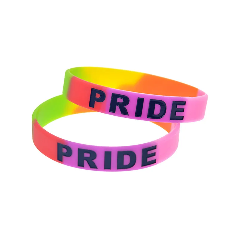 50 Pcs Pride LGB Silicone Bracelet Subsection Color 1/2 Inch Wide Wristband For Lesbian Gay