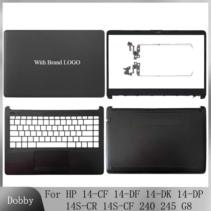 

New Black Case For HP 14-CF 14-DF 14-DK 14-DP 14S-CR 14S-CF 245 G8 240 G8 LCD Back Cover Front Bezel Palmrest Bottom Case Hinges
