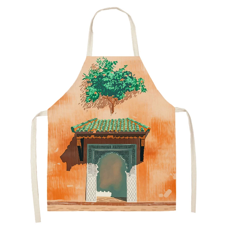 women's kitchen apron Linen man Children's cute Big size Child girl Waterproof funny Half Work Coffee art restaurant plant