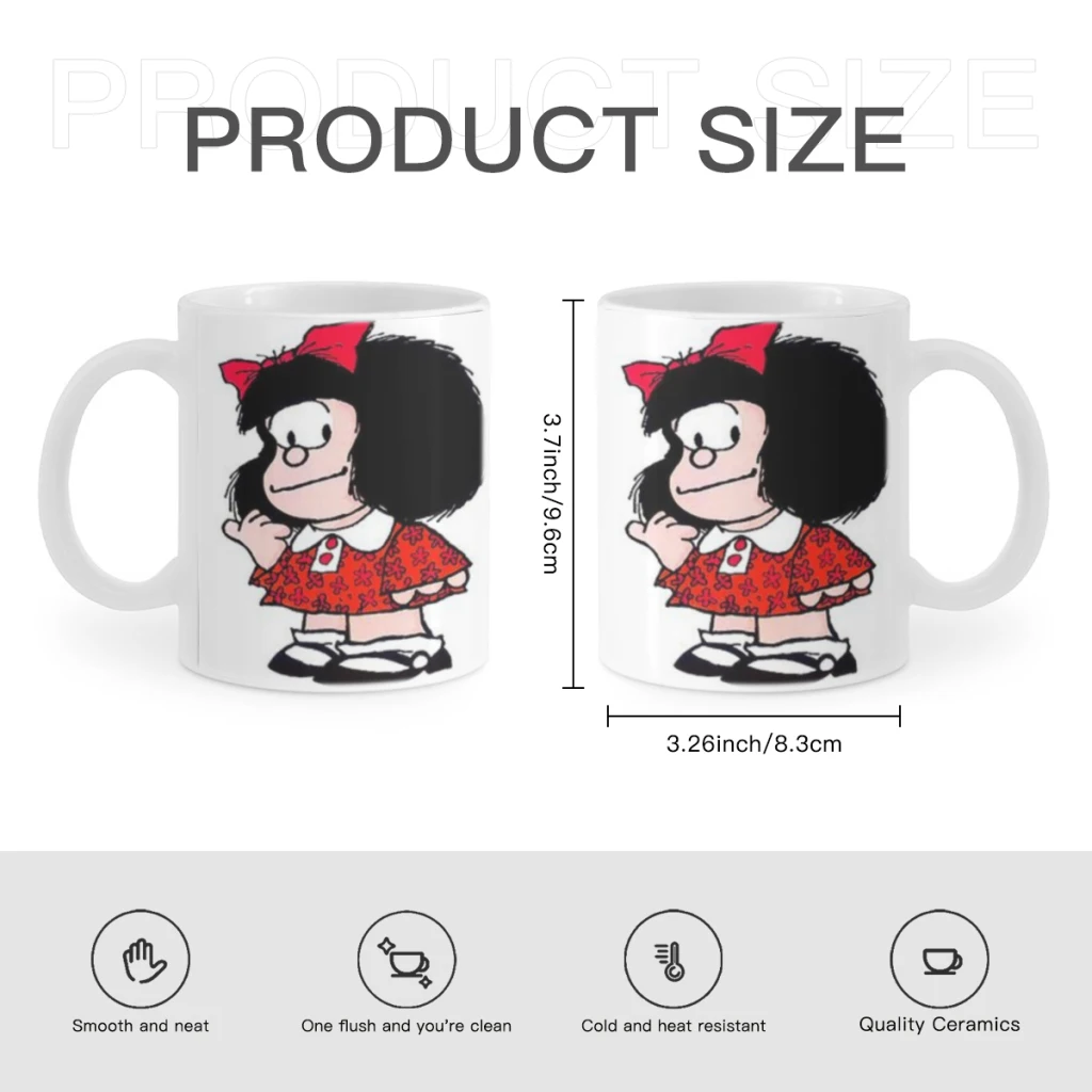 Mafalda Coffee Mug Tea Cup 11oz Coffee Cup Funny Birthday Gifts for Women and Men Ceramic Mug Personalized Cup