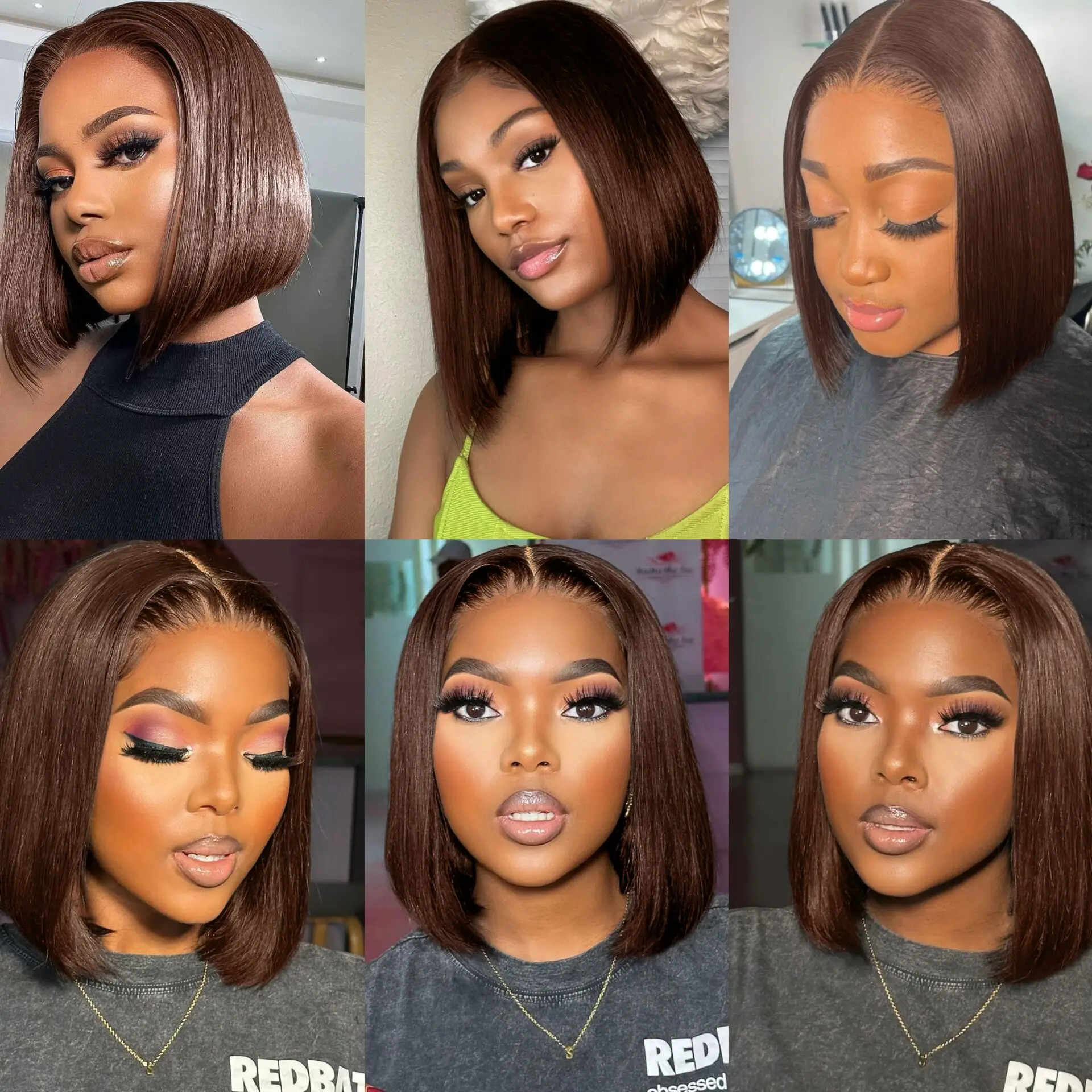 Chocolate Brown Lace Front Wigs 10 12 Inches Glueless Wig Human Hair Ready To Wear 4X4 Transparent Bob Wig Human Hair 100% Colored Bob Glueless Wigs