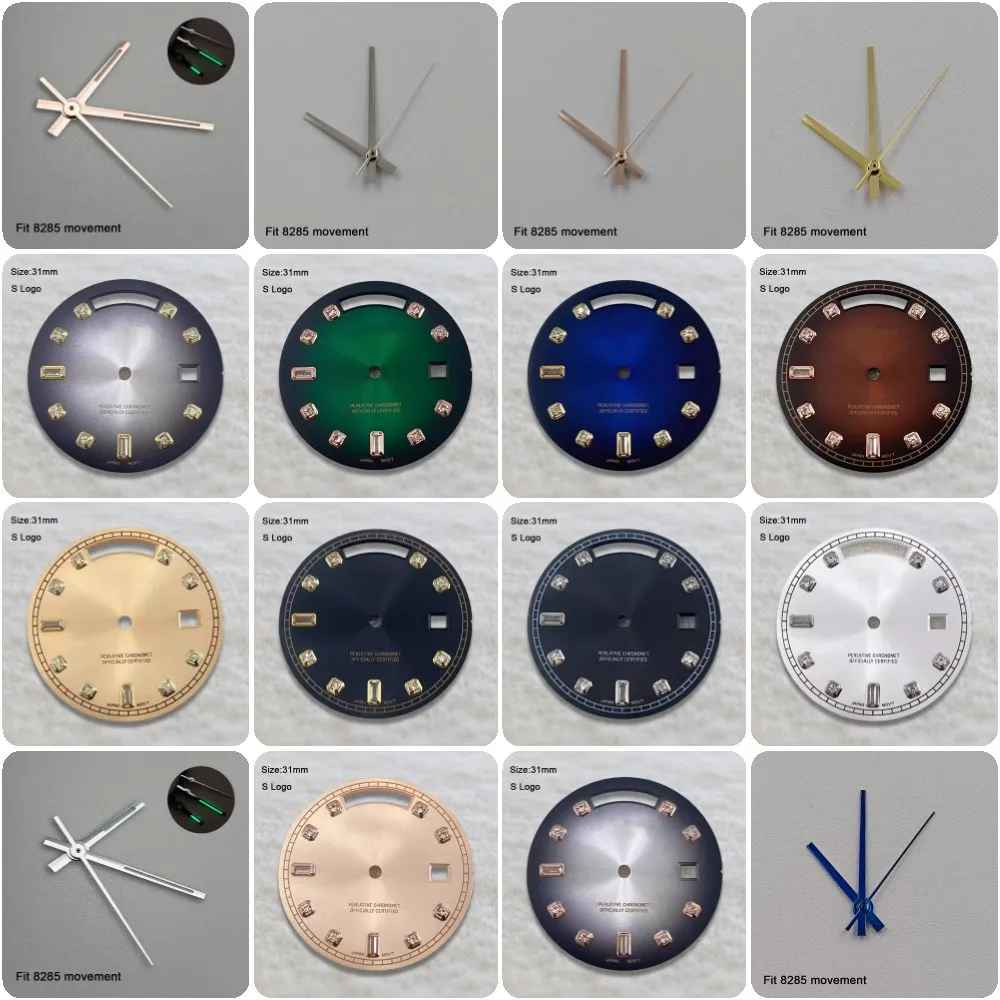 High Quality 31mm S Logo Dial Day And Date Diamond Sunray Dial Suitable For 8285 Movement Watch Modification Accessories